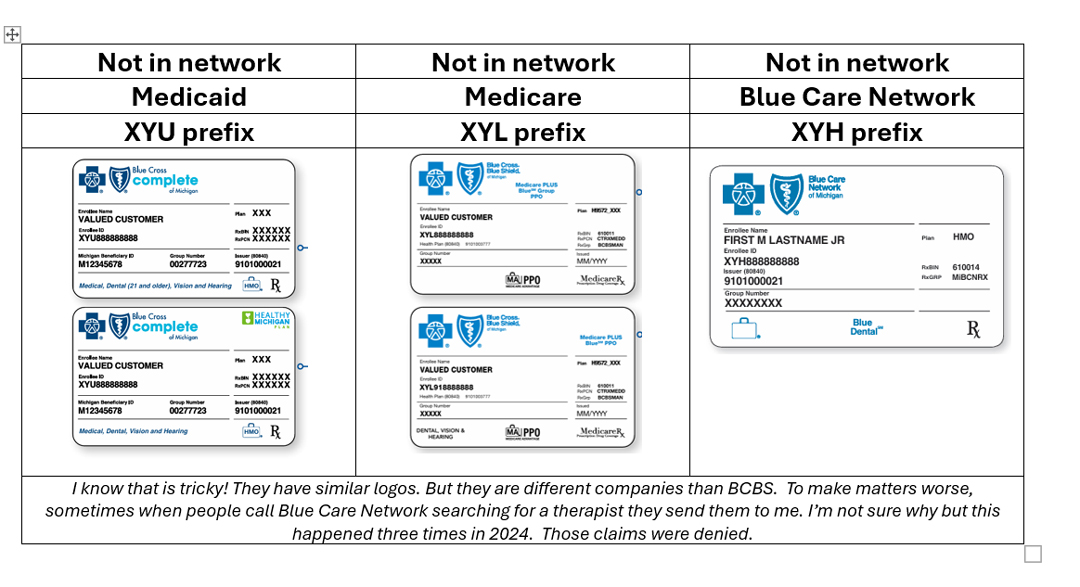 In network with Blue Cross Blue Shield only